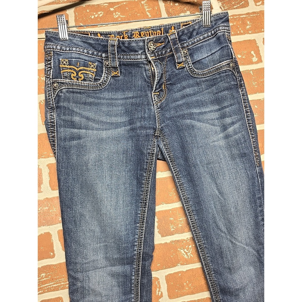Rock Revival Denim Jeans Womens 27 Low Rise Straight Skinny Calli Embroidered